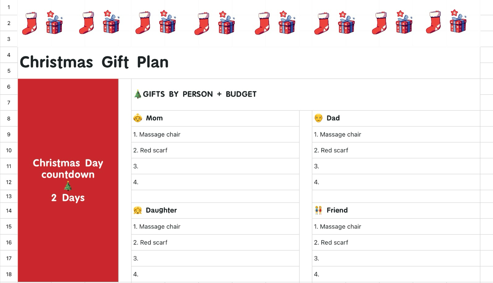 Christmas Gift Plan
